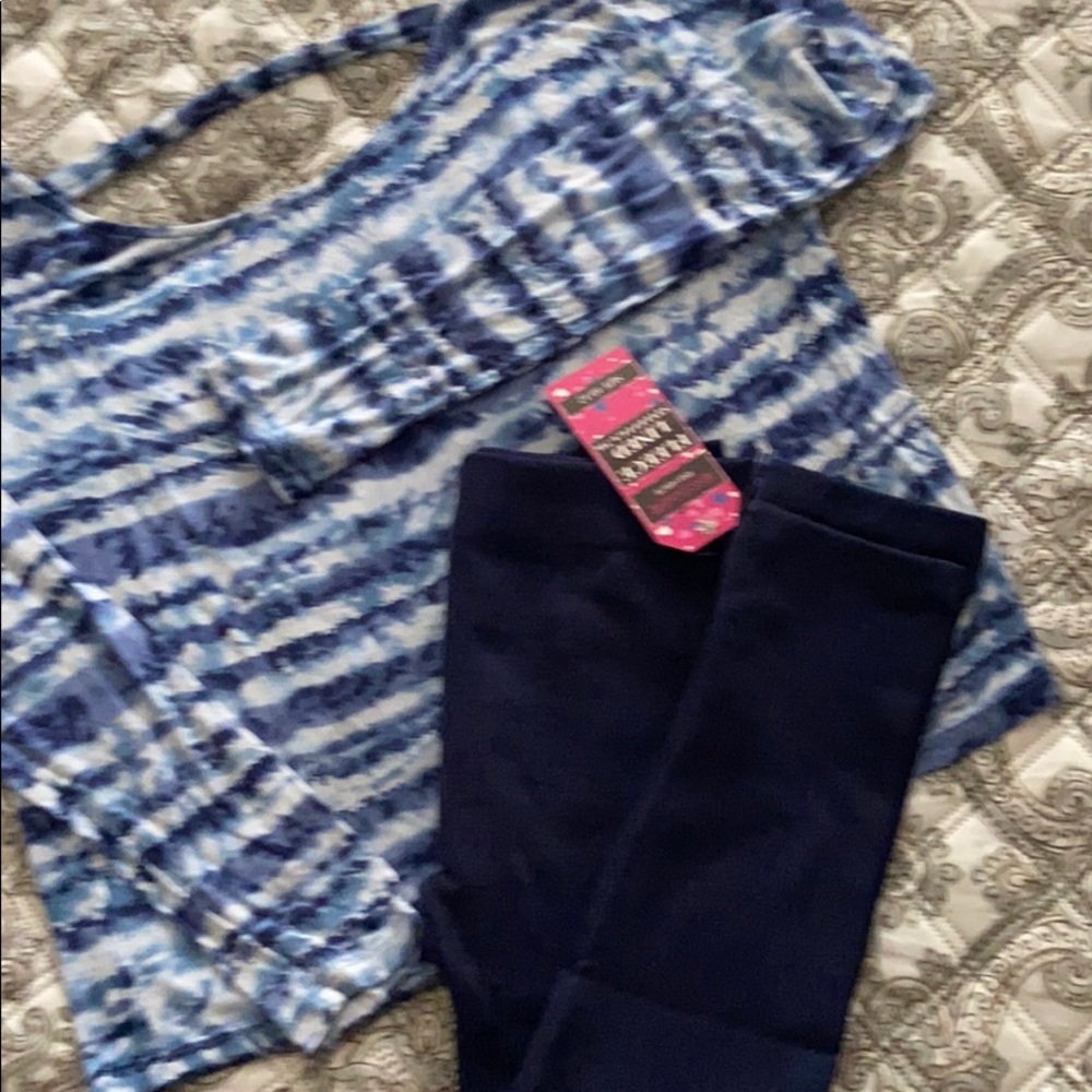 NWT 2 pc set girls size 10/12 shirt and leggings